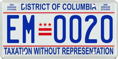 DC license plate EM0020
