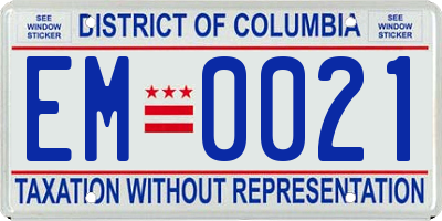 DC license plate EM0021