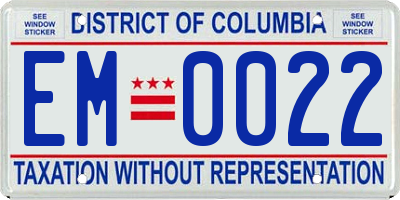 DC license plate EM0022