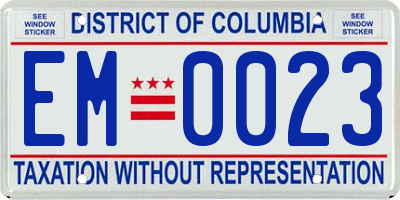DC license plate EM0023