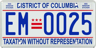 DC license plate EM0025