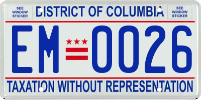 DC license plate EM0026