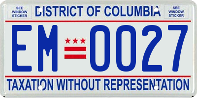 DC license plate EM0027