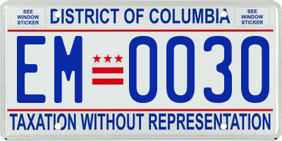 DC license plate EM0030