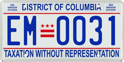 DC license plate EM0031