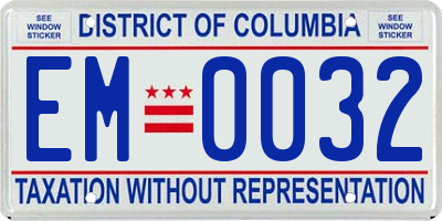 DC license plate EM0032