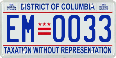 DC license plate EM0033