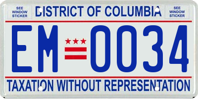 DC license plate EM0034