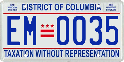 DC license plate EM0035