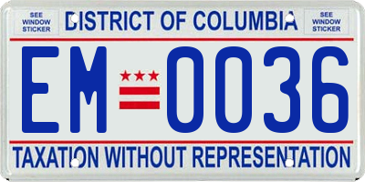 DC license plate EM0036
