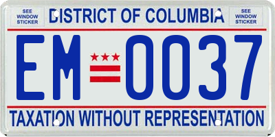 DC license plate EM0037