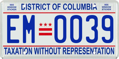 DC license plate EM0039