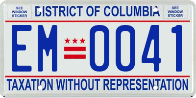 DC license plate EM0041