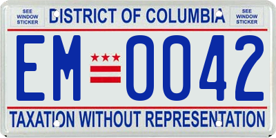 DC license plate EM0042