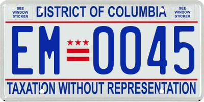 DC license plate EM0045