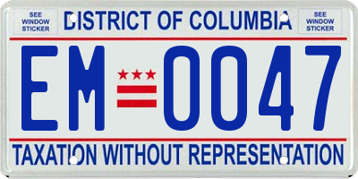 DC license plate EM0047