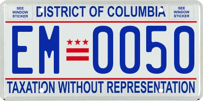 DC license plate EM0050