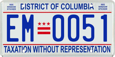 DC license plate EM0051