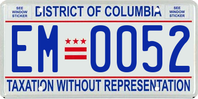 DC license plate EM0052