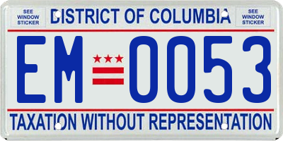 DC license plate EM0053