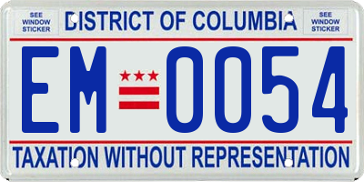 DC license plate EM0054