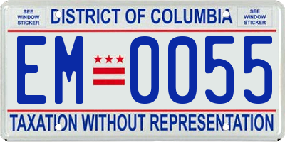 DC license plate EM0055