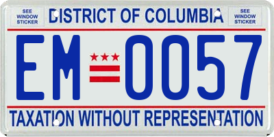 DC license plate EM0057