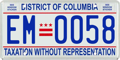 DC license plate EM0058