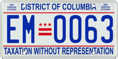 DC license plate EM0063