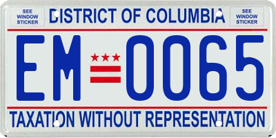 DC license plate EM0065