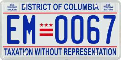 DC license plate EM0067