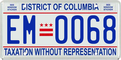 DC license plate EM0068