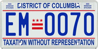 DC license plate EM0070