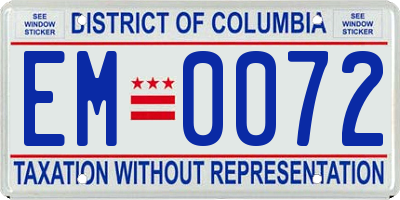 DC license plate EM0072