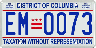 DC license plate EM0073