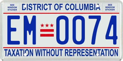 DC license plate EM0074