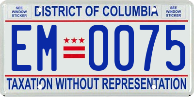 DC license plate EM0075