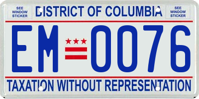 DC license plate EM0076