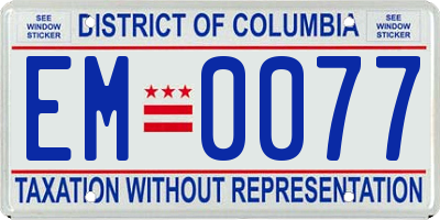 DC license plate EM0077