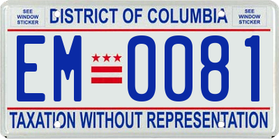 DC license plate EM0081