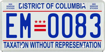 DC license plate EM0083