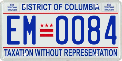 DC license plate EM0084