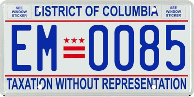 DC license plate EM0085