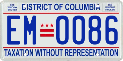 DC license plate EM0086