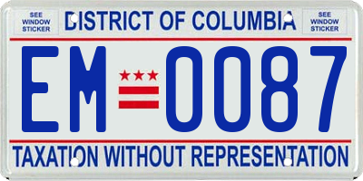 DC license plate EM0087