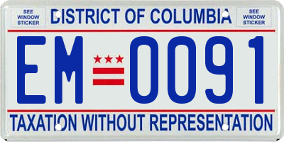 DC license plate EM0091