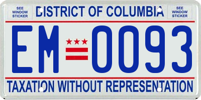DC license plate EM0093
