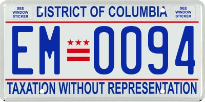 DC license plate EM0094