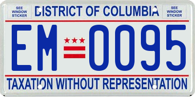 DC license plate EM0095