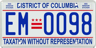 DC license plate EM0098